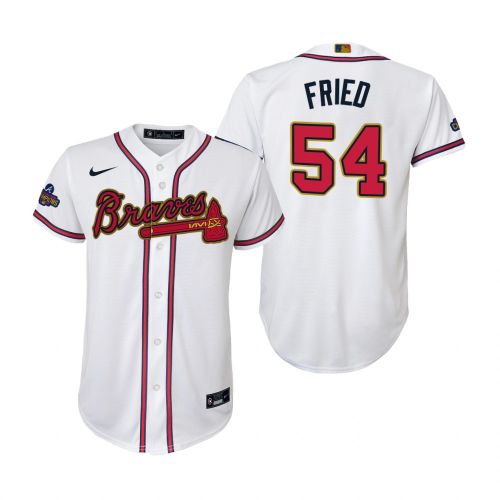 Youth Max Fried 54 Atlanta Braves White 2022-23 Gold Program Jersey