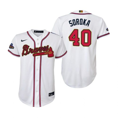 Youth Mike Soroka 40 Atlanta Braves White 2022-23 Gold Program Jersey