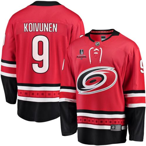 Ville Koivunen 9 Carolina Hurricanes Stanley Cup 2023 Playoffs Patch Home Breakaway Men Jersey - Red