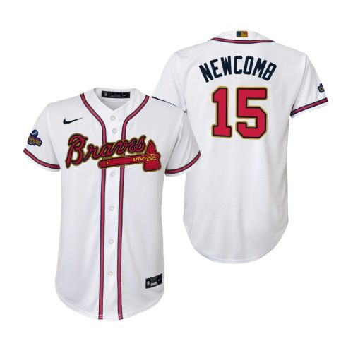 Youth Sean Newcomb 15 Atlanta Braves White 2022-23 Gold Program Jersey