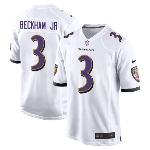 Odell Beckham Jr. 3 Baltimore Ravens Game Men Jersey - White