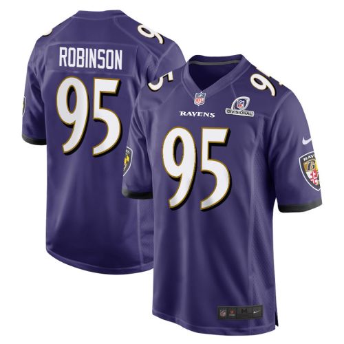 Tavius Robinson 95 Baltimore Ravens 2024 Divisional Patch Game Men Jersey - Purple