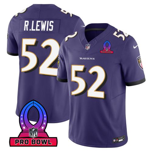 Ray Lewis 52 Baltimore Ravens 2024 Pro Bowl Patch Game Men Jersey - Purple