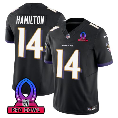 Kyle Hamilton 14 Baltimore Ravens 2024 Pro Bowl Patch Game Men Jersey - Black