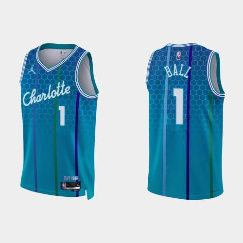 Charlotte Hornets 1 LaMelo Ball 2022-23 City Edition Blue Men Jersey