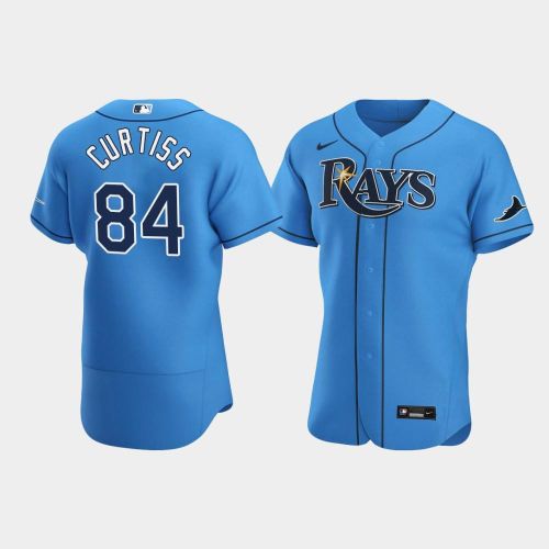 Men's Tampa Bay Rays 84 John Curtiss Light Blue Alternate Jersey Jersey