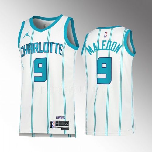 Charlotte Hornets Theo Maledon 9 2022-23 Association Edition White Men Jersey Swingman