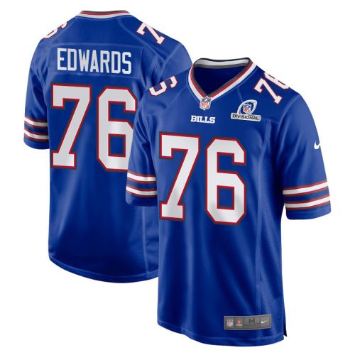 David Edwards 76 Buffalo Bills 2024 Divisional Patch Game Men Jersey - Royal