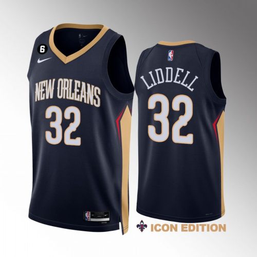 E.J. Liddell 32 New Orleans Pelicans Navy Jersey 2022-23 Icon Edition NO.6 Patch