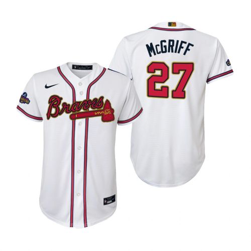 Youth Fred McGriff 27 Atlanta Braves White 2022-23 Gold Program Jersey