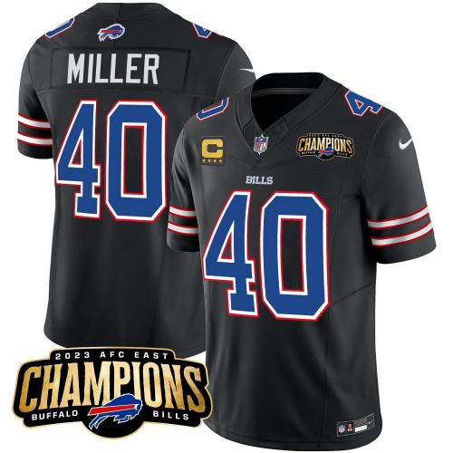 Von Miller 40 Buffalo Bills 2023 AFC East Champions Patch Game Men Jersey - Black