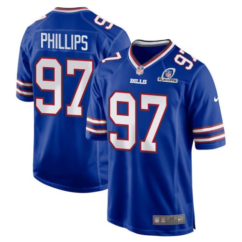 Jordan Phillips 97 Buffalo Bills 2023 Playoffs Patch Game Men Jersey - Royal