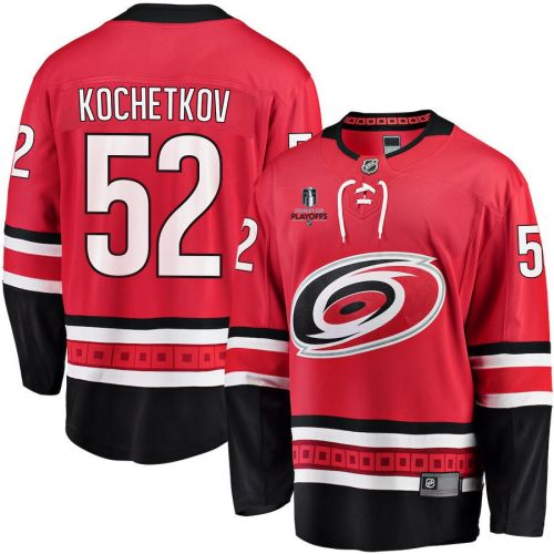 Pyotr Kochetkov 52 Carolina Hurricanes Stanley Cup 2023 Playoffs Patch Home Breakaway Men Jersey - Red