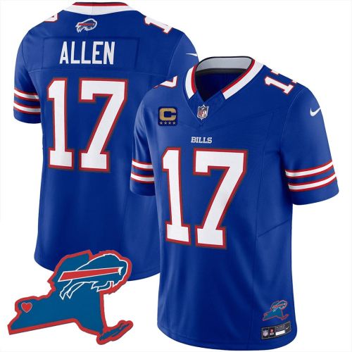 Josh Allen 17 Buffalo Bills New York Patch Game Men Jersey - Royal