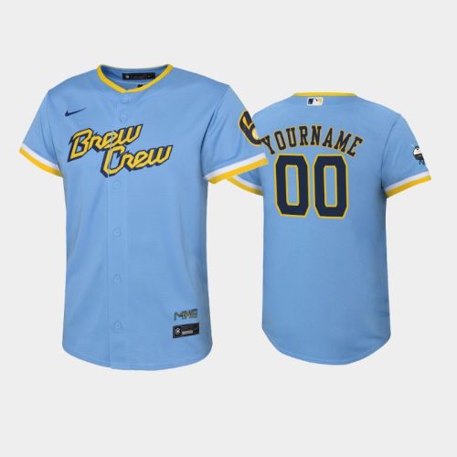 2022-23 City Connect Youth Milwaukee Brewers Custom 00 Custom Jersey - Powder Blue