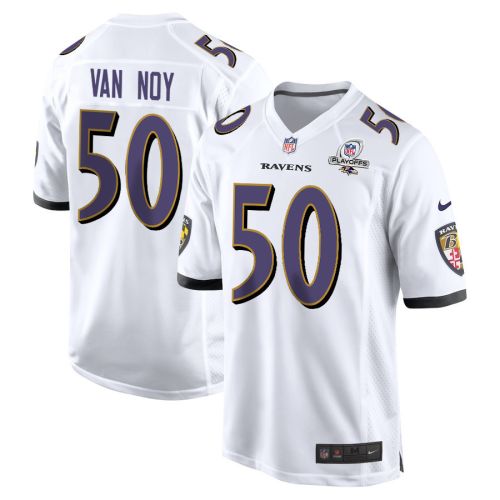 Kyle Van Noy 50 Baltimore Ravens 2023 Playoffs Patch Game Men Jersey - White