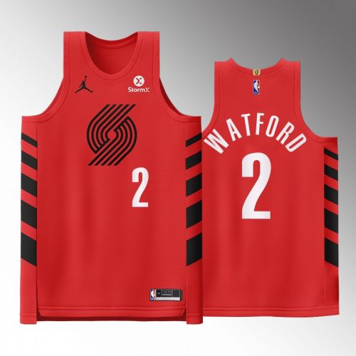 Portland Trail Blazers 2 Trendon Watford Red Jersey 2022-23 Statement Edition