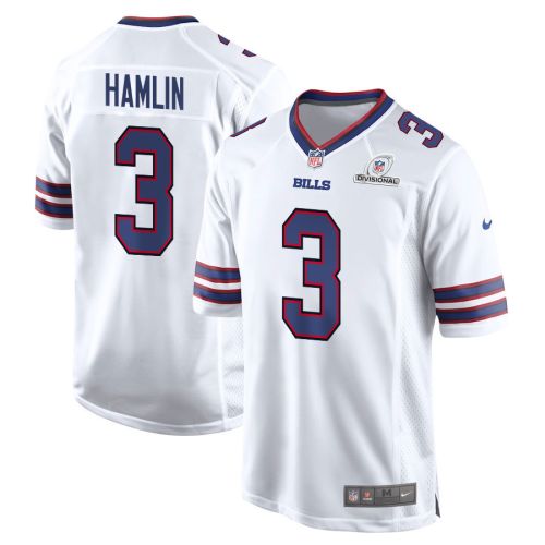 Damar Hamlin 3 Buffalo Bills 2024 Divisional Patch Game Men Jersey - White