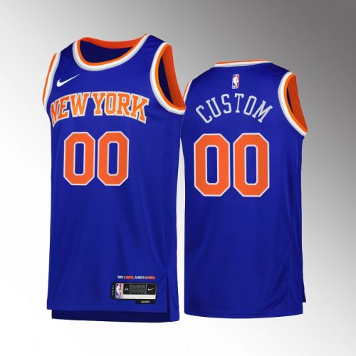 New York Knicks Custom 00 Blue Icon Edition Jersey 2022-23 Swingman