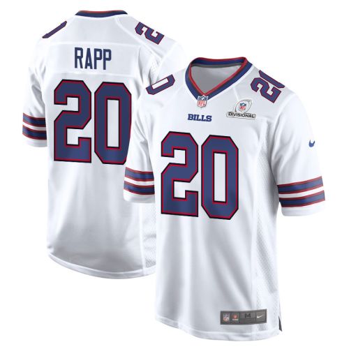 Taylor Rapp 20 Buffalo Bills 2024 Divisional Patch Game Men Jersey - White