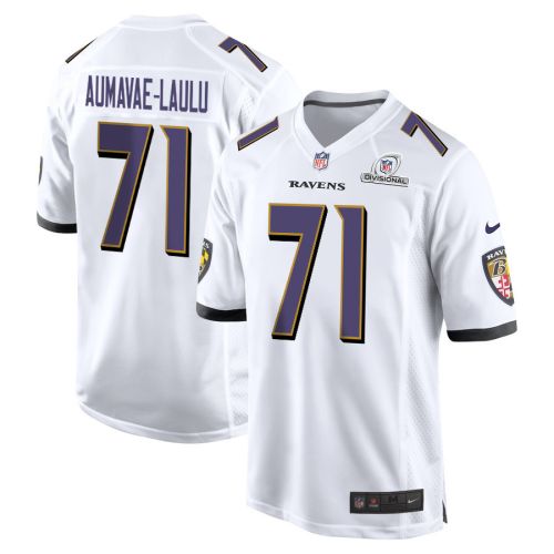 Malaesala Aumavae-Laulu 71 Baltimore Ravens 2024 Divisional Patch Game Men Jersey - White