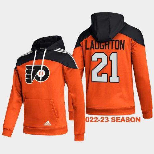 Philadelphia Flyers 21 Scott Laughton 2022-23 Orange Hoodie Pullover