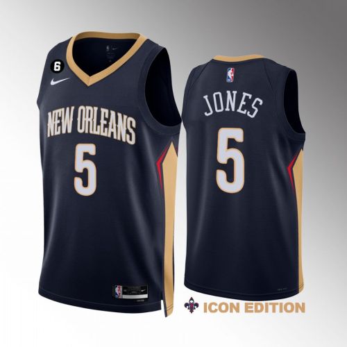 Herbert Jones 5 New Orleans Pelicans Navy Jersey 2022-23 Icon Edition NO.6 Patch