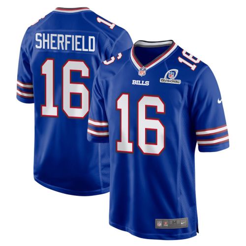 Trent Sherfield 16 Buffalo Bills 2024 Divisional Patch Game Men Jersey - Royal