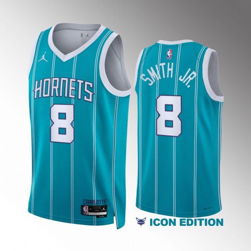 Dennis Smith Jr. 8 Charlotte Hornets Teal Men Jersey 2022-23 Icon Edition Swingman