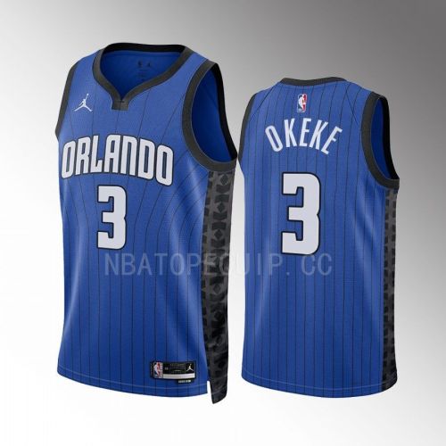 Chuma Okeke 3 2022-23 Orlando Magic Blue Statement Edition Jersey Swingman