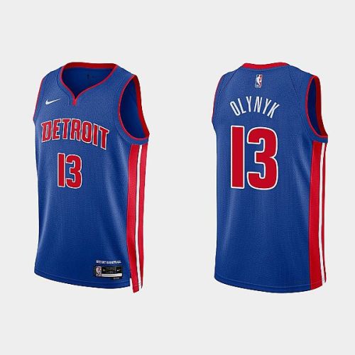 Detroit Pistons 13 Kelly Olynyk 2022-23 Icon Edition Royal Men Jersey