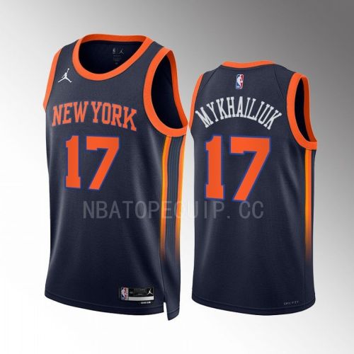 New York Knicks Sviatoslav Mykhailiuk 17 2022-23 Statement Edition Navy Men Jersey Swingman