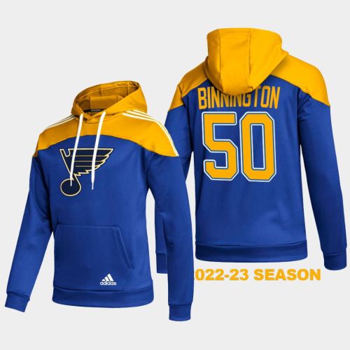 St. Louis Blues 50 Jordan Binnington 2022-23 Blue Hoodie Pullover