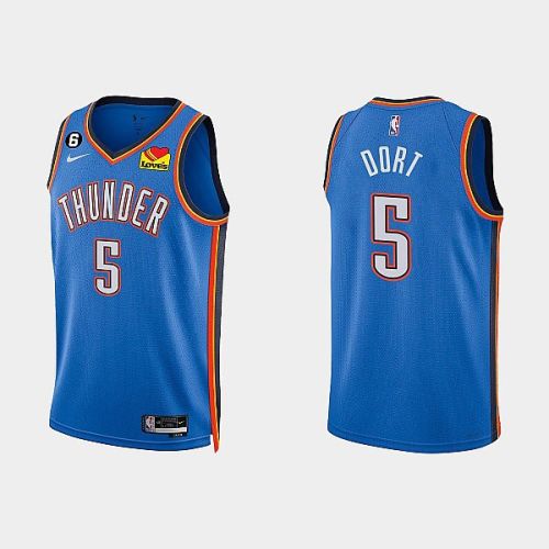 Oklahoma City Thunder 5 Luguentz Dort 2022-23 Icon Edition White Men Jersey