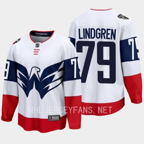 Charlie Lindgren 79 Washington Capitals 2023 Jersey Stadium White Primegreen