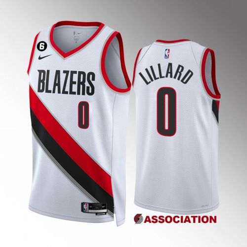 Portland Trail Blazers Damian Lillard 0 2022-23 Association Edition White Jersey Swingman