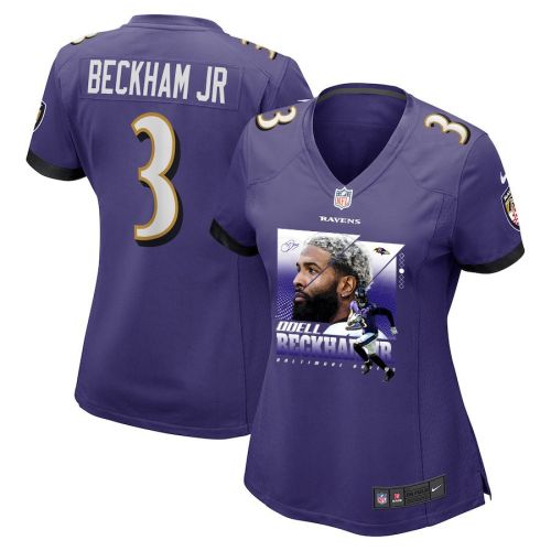 Odell Beckham Jr. 3 Baltimore Ravens Signed Glass Women Game Jersey - Purple