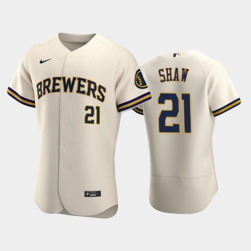 Milwaukee Brewers 21 Travis Shaw Home Team Cream Jersey Jersey