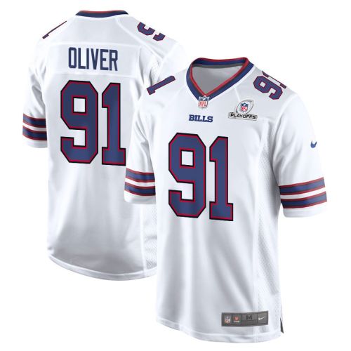 Ed Oliver 91 Buffalo Bills 2023 Playoffs Patch Game Men Jersey - White