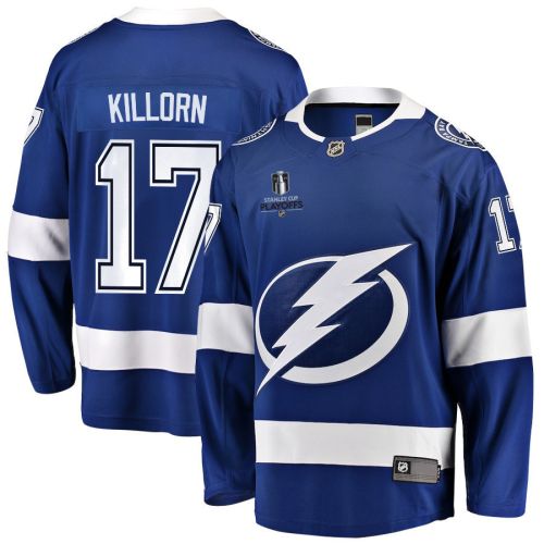 Alex Killorn 17 Tampa Bay Lightning Stanley Cup 2023 Playoffs Patch Home Breakaway Men Jersey - Blue