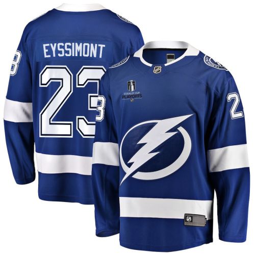 Mikey Eyssimont 23 Tampa Bay Lightning Stanley Cup 2023 Playoffs Patch Home Breakaway Men Jersey - Blue