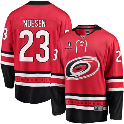 Stefan Noesen 23 Carolina Hurricanes Stanley Cup 2023 Playoffs Patch Home Breakaway Men Jersey - Red