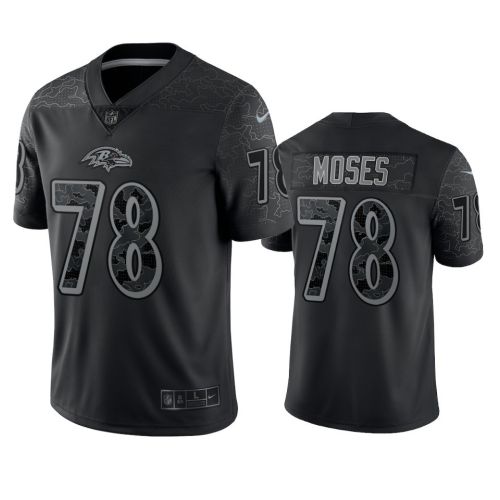 Morgan Moses 78 Baltimore Ravens Black Reflective Limited Jersey - Men