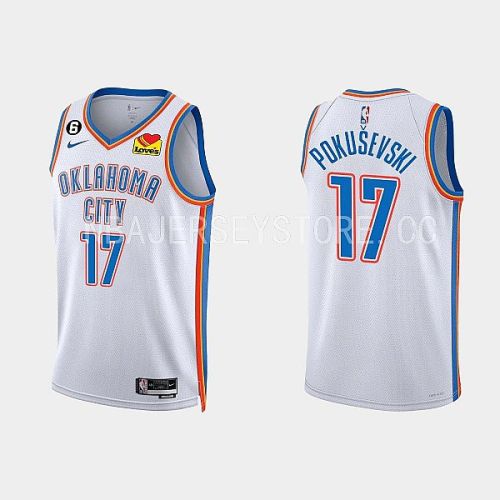 Oklahoma City Thunder Aleksej Pokusevski 17 2022-23 Association Edition White Men Jersey Swingman