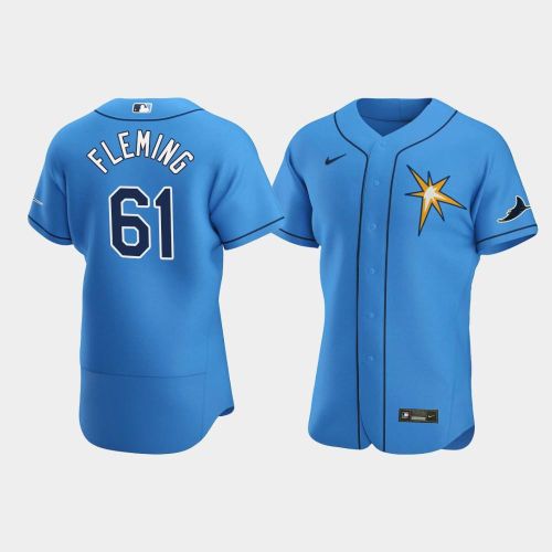 Men's Tampa Bay Rays 61 Josh Fleming Light Blue Alternate Jersey Jersey