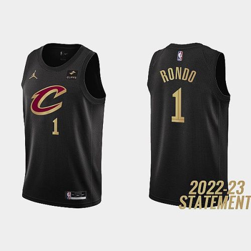 Cleveland Cavaliers 1 Rajon Rondo 2022-23 Statement Edition Black Men Jersey