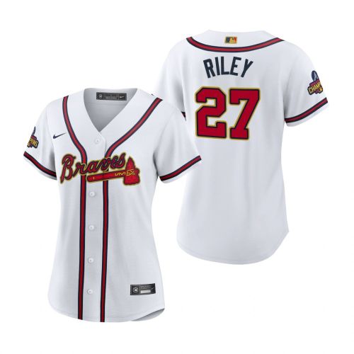 Women's Austin Riley 27 Atlanta Braves White 2022-23 Gold Program Jersey