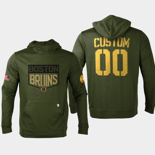 Boston Bruins 00 Custom 2022 Salute to Service Olive Pullover Hoodie