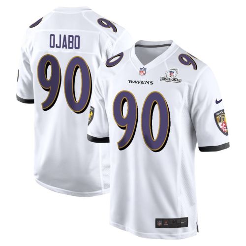 David Ojabo 90 Baltimore Ravens 2024 Divisional Patch Game Men Jersey - White