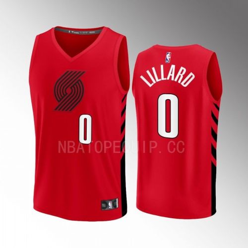 Portland Trail Blazers 0 Damian Lillard Statement Edition Men Jersey 2022-23 Fast Break Player Red